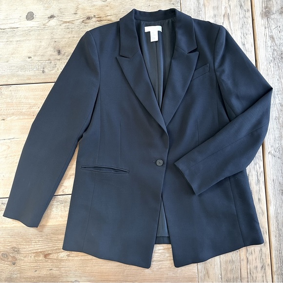 H&M Black Single Button Classic Blazer Women’s Size 12 - Picture 14 of 15